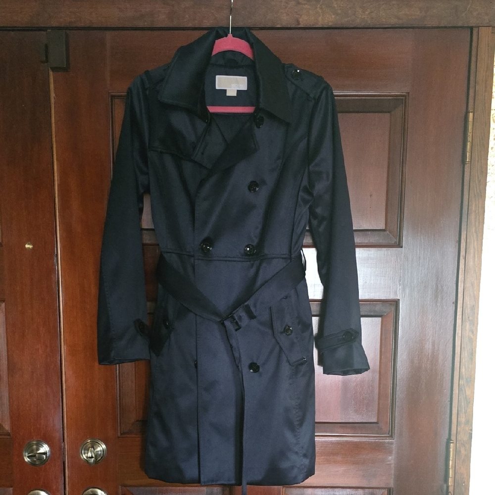 Elegant Dark Blue Trench Coat